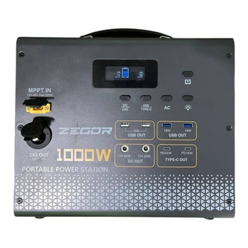 Зарядна станція портативна ZEGOR YC 1100 / 1000 Вт (пікова потужність 2000Вт) / 1008 Вт⋅год / Акумулятор BYD LiFePO4