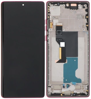 Дисплей модуль тачскрин Motorola XT2429 Edge 50 Fusion черный P-OLED Original PRC с рамкой розового цвета Hot Pink