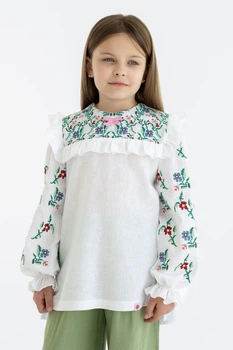 Дитяча вишиванка для дівчинки з орнаментом Folk Moda 122 Білий (6048-304011171)