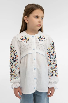 Дитяча лляна вишиванка для дівчинки Folk Moda 116 Білий (6033-302111167)