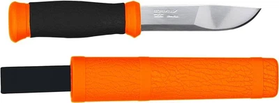 Ніж туристичний 109 мм із чохлом Morakniv Outdoor 2000 Orange tanto 56,5 HRC Sandvik 12C27 нержавіюча сталь