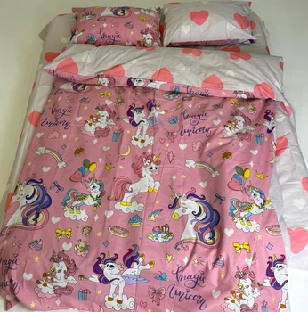 Підковдра Бязь Lovely Unicorn 110*140 см Рожевий з сірим