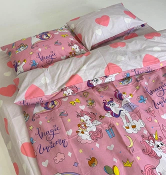 Наволочка Бязь Lovely Unicorn 40*60 см Рожевий з сірим