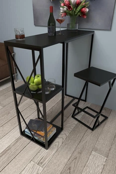 Барный стол с полками в стиле лофт EcoLoft Витория DSP-1277-5 Черный