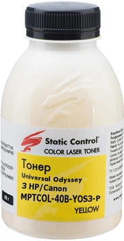 Тонер Static Control універсальний Odyssey HP/Canon 40 г Yellow (MPTCOL-40B-YOS3-P)