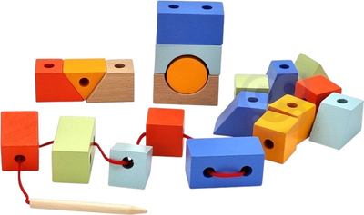 Przeplatanka drewniana Classic World klocki do nawlekania Figury Geometryczne 21 el CW53801 (6927049053801)