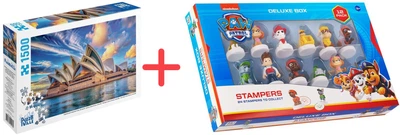 Набір Пазл Puzzle Ville Сіднейський оперний театр, Сідней, Австралія 1500 елементів + Фігурки-штампи Miraculous Щенячий Патруль Deluxe 12 шт (4820266222260/7290120511422)