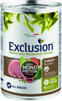 Полнорационный влажный корм Exclusion Adult Turkey All Breeds индейкой для взрослых собак всех пород 400 г консерва (8011259003553)