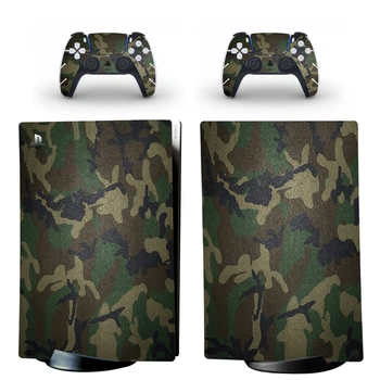 Виниловые наклейки на PS5 Digital Edition и геймпад DualSense Камуфляж Sony PlayStation 5 игровая консоль Skin (PV5006)