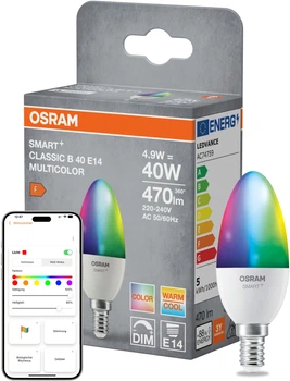 Світлодіодна лампа OSRAM SMART+ WiFi B40 4.9W RGBW 470Lm DIM E14 (4099854461330)