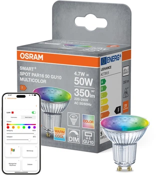 Світлодіодна лампа OSRAM SMART+ WiFi PAR16 4.7W RGBW 350Lm DIM EGU10 (4099854462191)