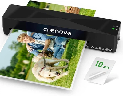 Ламінатор Crenova A4 для гарячого та холодного ламінування, з технологією швидкого нагріву та 10 листами