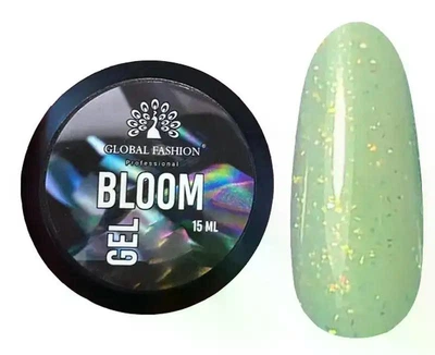 Гель для моделювання нігтів Global Fashion із частинками фольги поталь Bloom 15 мл №12