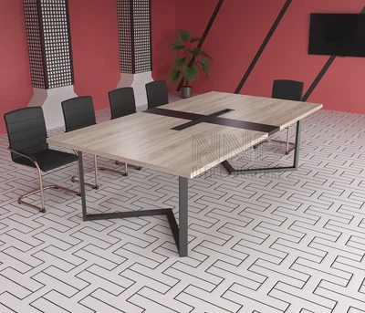 Стіл для переговорів Mister Loft Бруклін FL 210*100 на 6-8 осіб Дуб Сонома Світлий - Чорний (55840137)