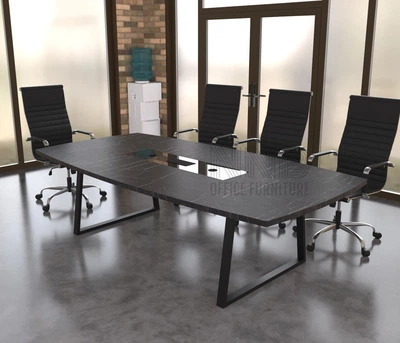 Стіл для переговорів Mister Loft Валенсія Glass Line 260*90 на 8-10 осіб Камінь П'єтро Гріджо - Чорний (57851056)