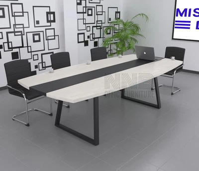 Стіл для переговорів Mister Loft Асканія 210*100 на 6-8 осіб Скандинавське Біле Дерево - Чорний (57750294)