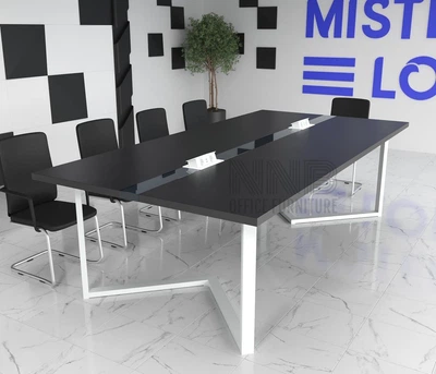 Стіл для переговорів Mister Loft Бруклін Glass Line 275*120 на 8-10 осіб Дуб Сонома Світлий - Сірий (55730455)