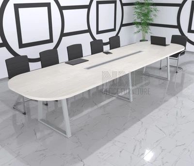 Стіл для переговорів Mister Loft Анталія 300*190 на 12-14 осіб Скандинавське Біле Дерево - Сірий (57740250)