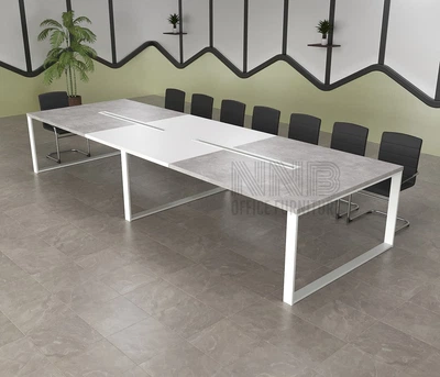 Стіл для переговорів Mister Loft Аскольд FL 450*110 на 14-16 осіб Бетон - Білий (55810370)