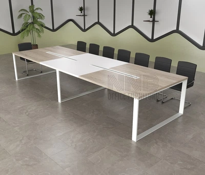 Стіл для переговорів Mister Loft Аскольд FL 550*100 на 18-20 осіб Дуб Сонома Світлий - Білий (55810578)