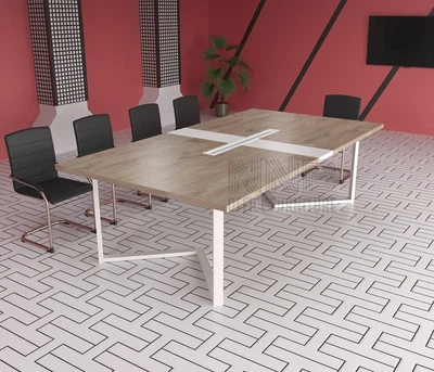 Стіл для переговорів Mister Loft Бруклін FL 260*90 на 8-10 осіб Дуб Харбор Золотий - Білий (55840682)