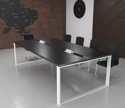 Стіл для переговорів Mister Loft Брюссель Glass Line 260*120 на 8-10 осіб Скандинавське Біле Дерево - Сірий (55740335)