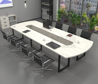 Стіл для переговорів Mister Loft Атлант 600*200 на 20-22 осіб Дуб Крафт Білий - Чорний (57720579)