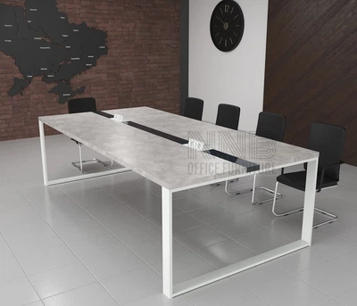 Стіл для переговорів Mister Loft Брюссель Glass Line 250*130 на 8-10 осіб Дуб Крафт Білий - Сірий (55740212)