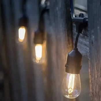 Уличная ретро LED гирлянда с акриловыми лампами 10шт. теплый белый свет 5м 220В для уличного декора праздника