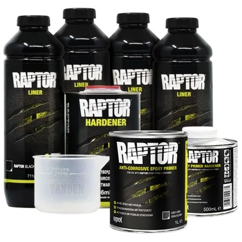 Захисне покриття підвищеної міцності (фарба) U-POL RAPTOR™ + ґрунт, 4 л Комплект Чорний