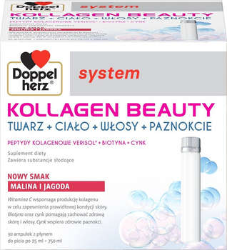 Suplement diety Doppelherz System Kollagen beauty Smak malinowo-jagodowy 25 ml x 30 szt (4009932575323)