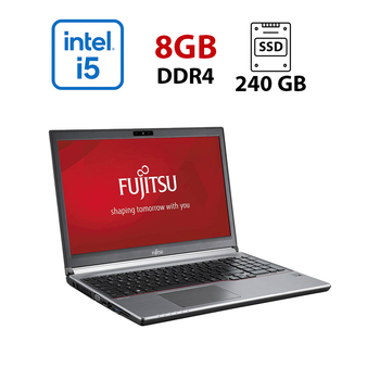 Ультрабук Fujitsu LifeBook E756 / 15.6" (1366x768) TN / Intel Core i5-6200U (2 (4) ядра по 2.3 - 2.8 GHz) / 8 GB DDR4 / 240 GB SSD / Intel HD Graphics 520 / WebCam б/у
