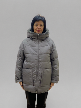 Двусторонняя зимняя женская куртка Michelle 26219 с капюшоном Капучино, 48