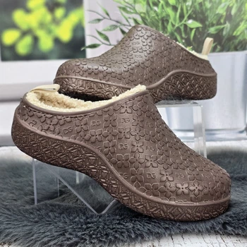 Калоші жіночі без задника Dago Style шоколадні сабо на хутрі 40р (25,5 см) 8214