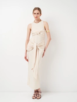 Платье длинное летнее женское Boohoo GZZ98172 42 Светло-бежевое (KAY2000001573723)