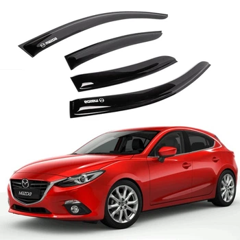 Дефлектори вікон вітровики Mazda 3 2013-2019 Седан Хечбек Скотч 3M (Voron Glass) VM20411
