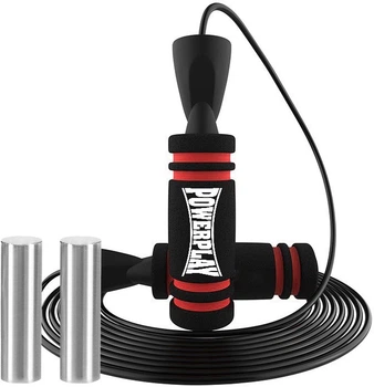 Скакалка скоростная PowerPlay 4212 X ROPE с утяжелителями 120 г х 2 3 м Чёрно-красная (PP_4212_Red)