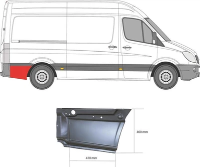 Арка крил задня права Mercedes, VW Sprinter 3-T-5-T, Crafter 06-20р Klokkerholm 3547606