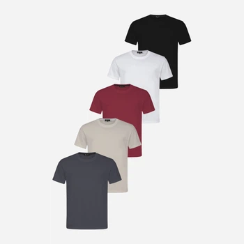 Набор футболок хлопковых длинных мужских Ray U0102-5PACK2 2XL 5 шт Белый/Бежевый/Бордовый/Темно-Серый/Черный (RAY2000000030166)