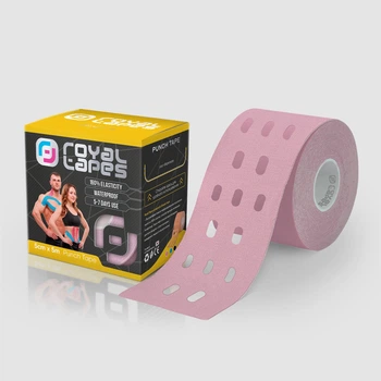 Перфорированный Punch тейп для тела Royal Tapes body care 5x5 см Светло-розовый (pnlghtp)
