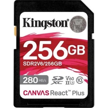 Карта пам'яті SDHC 256GB UHS-II/U3 Class 10 Kingston Canvas React Plus V60 SD R280/W150MB/s (SDR2V6/256GB)