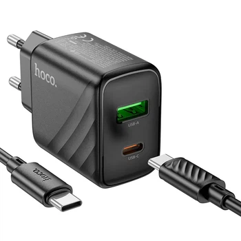 Зарядне HOCO CS23A PD30W QC3.0 1USB 1Type-C з кабелем Type-C чорне