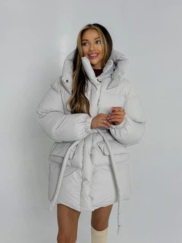 Жіноча куртка PRADA з кишенями і капюшоном Milirud XS/M Перлинний (590-357-С/Л)