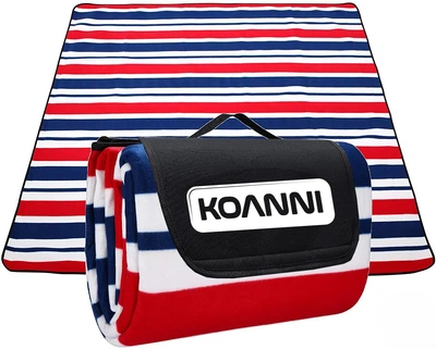 Пляжный и пикниковый коврик Koanni с теплоизоляцией, водонепроницаемый, 200×200 см, складной красно-синий