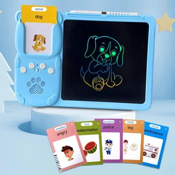 Інтерактивний планшет для дітей з LCD-дошкою і 112 картками для вивчення англійської мови Блакитний
