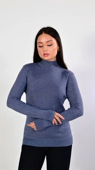 Светр жіночий, з люрексом, синій, One Size (арт. 2506)