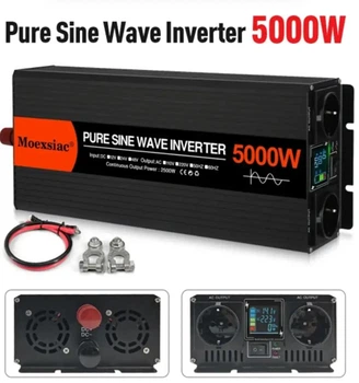 Потужний Інвертор Moexsiac 5000W, 12V, 220V 50Hz чиста синусоїда (розетка EU) для котла
