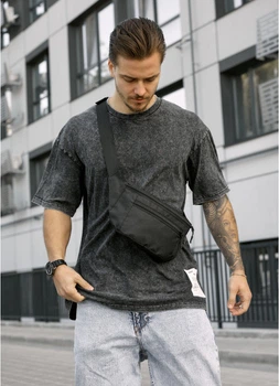 Чоловіча тканинна поясна сумка бананка SAMBAG Чорна (2938038617)