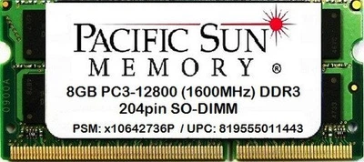 Оперативная память 8 ГБ, DDR3, для ноутбуков, Pacific Sun (1600 МГц, 1.5 В, CL11) Б/У