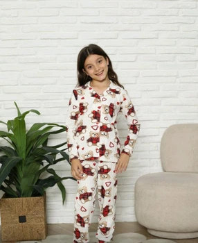 Пижама на девочку Медведи - новогодняя Nicoletta 96257 3-4 года 98-104 Бело - красный